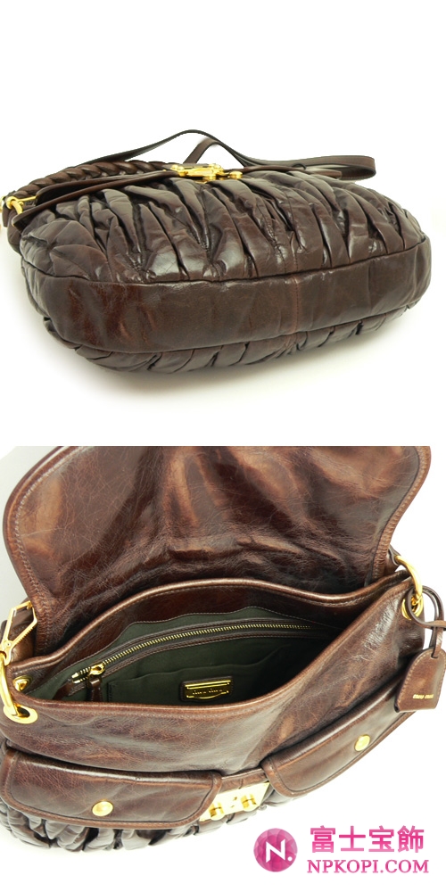 ミュウミュウ MIUMIU ハンドバッグ 2Wayバッグ ショルダーストラップ付き レザー ブラウン（RR1300 MAT.LUX BRUCIATO）